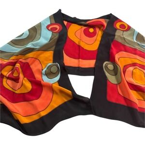 Mary Sly of San Juan Silk Scarf Geometric Swirl Print Abstract Art Mod 55 X 15"